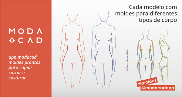 Modelos com moldes para diferentes tipos de corpo